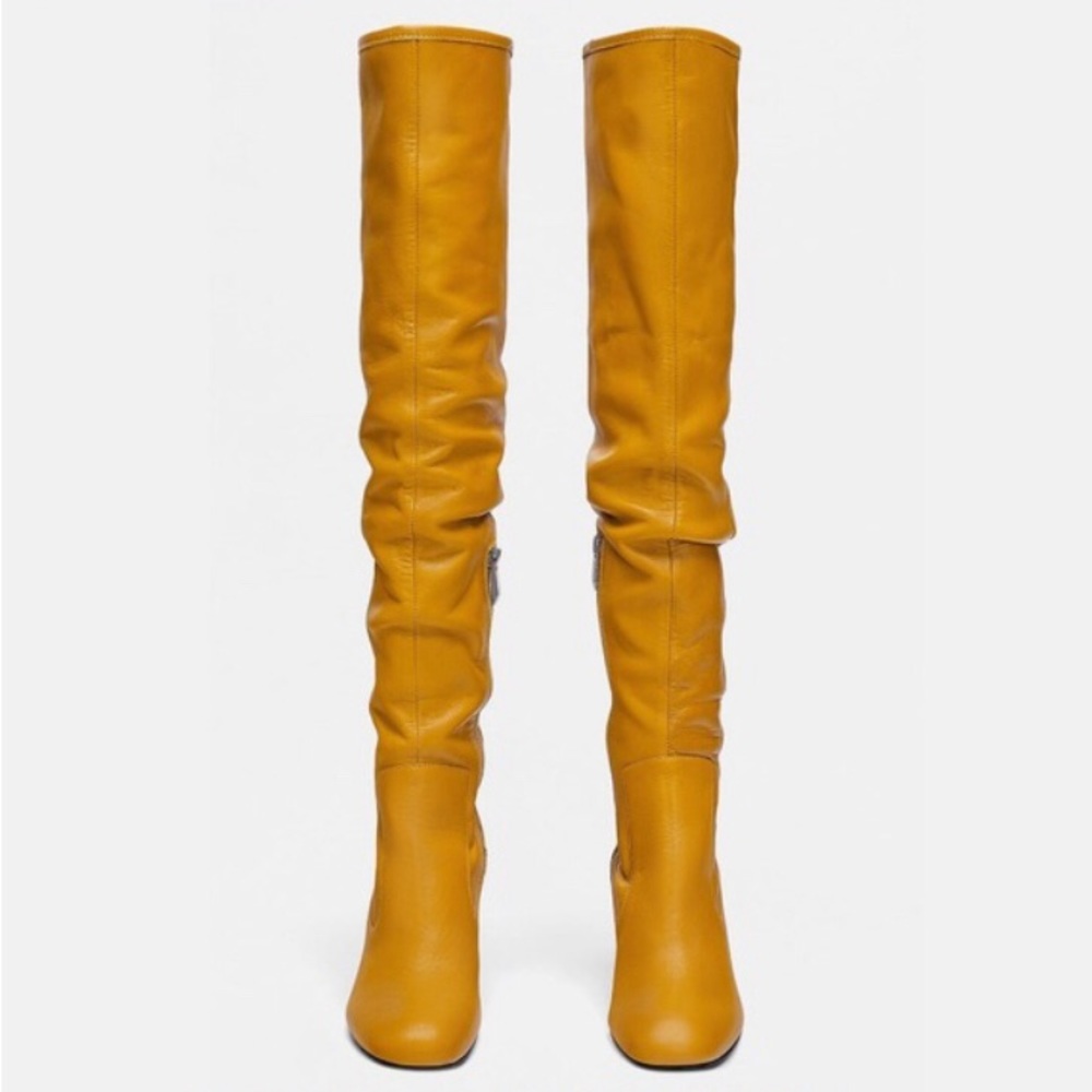 ZARA KNEE HIGH LEATHER BOOTS 7